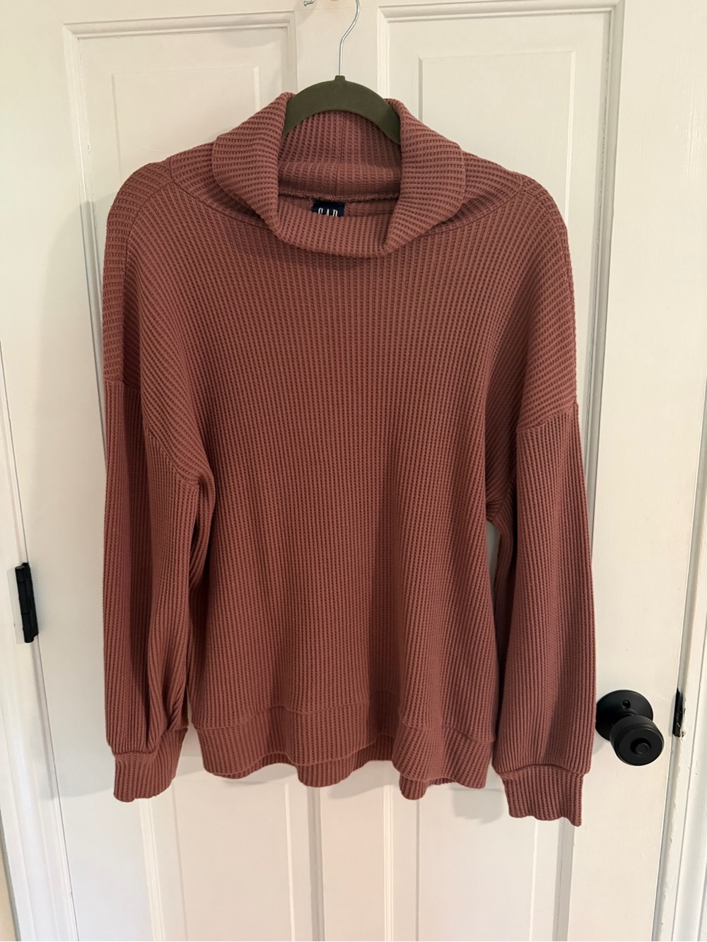 GAP Waffle-Knit Cowl Neck Sweater - Mauve